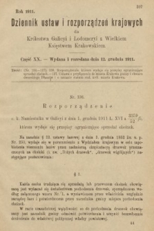 Dziennik Ustaw i Rozporządzeń Krajowych dla Królestwa Galicyi i Lodomeryi wraz z Wielkiem Księstwem Krakowskiem. 1911, cz. 20