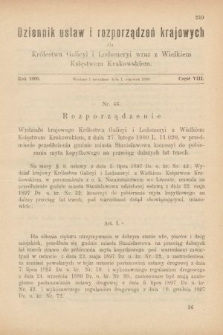 Dziennik Ustaw i Rozporządzeń Krajowych dla Królestwa Galicyi i Lodomeryi wraz z Wielkiem Księstwem Krakowskiem. 1900, cz. 8