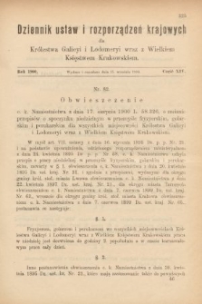 Dziennik Ustaw i Rozporządzeń Krajowych dla Królestwa Galicyi i Lodomeryi wraz z Wielkiem Księstwem Krakowskiem. 1900, cz. 14