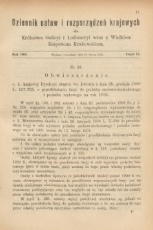 Dziennik Ustaw i Rozporządzeń Krajowych dla Królestwa Galicyi i Lodomeryi wraz z Wielkiem Księstwem Krakowskiem. 1901, cz. 2