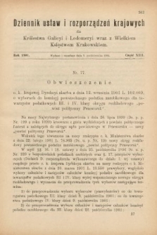 Dziennik Ustaw i Rozporządzeń Krajowych dla Królestwa Galicyi i Lodomeryi wraz z Wielkiem Księstwem Krakowskiem. 1901, cz. 13