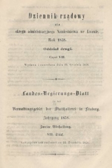 Dziennik Rządowy dla Okręgu Administracyjnego Namiestnictwa we Lwowie = Landes-Regierungs-Blatt für das Verwaltungs-Gebiet der Statthalterei in Lemberg. 1858, oddział 2, cz. 8