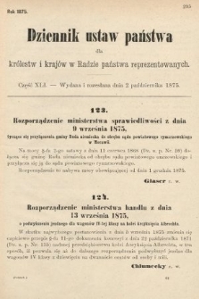 Dziennik Ustaw Państwa dla Królestw i Krajów w Radzie Państwa Reprezentowanych. 1875. zeszyt 41