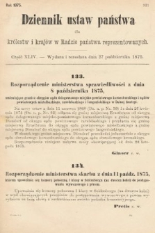 Dziennik Ustaw Państwa dla Królestw i Krajów w Radzie Państwa Reprezentowanych. 1875. zeszyt 44