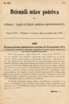 Dziennik Ustaw Państwa dla Królestw i Krajów w Radzie Państwa Reprezentowanych. 1874, cz. 44