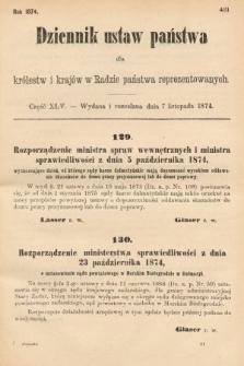 Dziennik Ustaw Państwa dla Królestw i Krajów w Radzie Państwa Reprezentowanych. 1874, cz. 45
