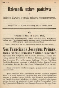 Dziennik Ustaw Państwa dla Królestw i Krajów w Radzie Państwa Reprezentowanych. 1871, z. 24