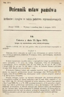 Dziennik Ustaw Państwa dla Królestw i Krajów w Radzie Państwa Reprezentowanych. 1871, z. 32