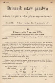 Dziennik Ustaw Państwa dla Królestw i Krajów w Radzie Państwa Reprezentowanych. 1871, z. 42