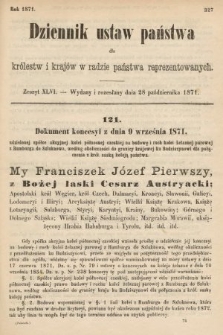 Dziennik Ustaw Państwa dla Królestw i Krajów w Radzie Państwa Reprezentowanych. 1871, z. 46
