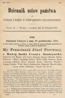 Dziennik Ustaw Państwa dla Królestw i Krajów w Radzie Państwa Reprezentowanych. 1871, z. 51