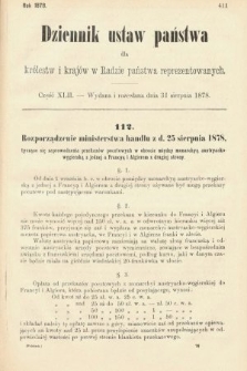 Dziennik Ustaw Państwa dla Królestw i Krajów w Radzie Państwa Reprezentowanych. 1878, cz. 42