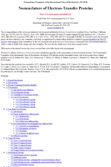 Nomenclature of Electron-Transfer Proteins