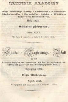 Dziennik Rządowy dla Kraju Koronnego Galicyi i Lodomeryi [...] = Landes-Regierungs-Blatt für das Kronland Galizien und Lodomerien [...]. 1853, oddział 1, cz. 35