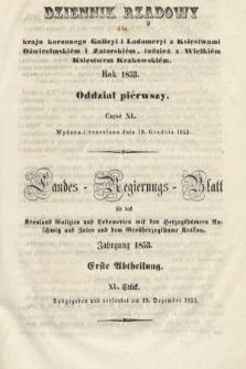 Dziennik Rządowy dla Kraju Koronnego Galicyi i Lodomeryi [...] = Landes-Regierungs-Blatt für das Kronland Galizien und Lodomerien [...]. 1853, oddział 1, cz. 40