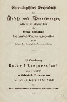 Dziennik Rządu Krajowego dla Okręgu Administracyjnego Krakowskiego. 1857, oddział 1 [całość]