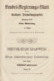 Dziennik Rządu Krajowego dla Okręgu Administracyjnego Krakowskiego. 1857, oddział 1, z. 2