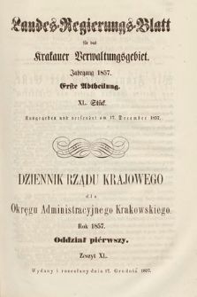 Dziennik Rządu Krajowego dla Okręgu Administracyjnego Krakowskiego. 1857, oddział 1, z. 40