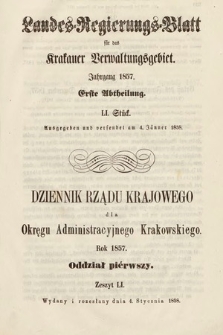 Dziennik Rządu Krajowego dla Okręgu Administracyjnego Krakowskiego. 1857, oddział 1, z. 51