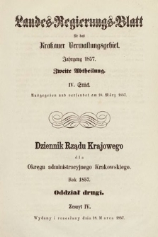 Dziennik Rządu Krajowego dla Okręgu Administracyjnego Krakowskiego. 1857, oddział 2, z. 4