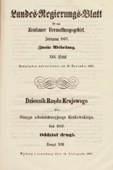 Dziennik Rządu Krajowego dla Okręgu Administracyjnego Krakowskiego. 1857, oddział 2, z. 13