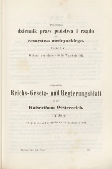 Allgemeines Reichs-Gesetz-und Regierungsblatt für das Kaiserthum Osterreich = Powszechny Dziennik Praw Państwa i Rządu dla Cesarstwa Austryackiego. 1852, oddział 2, cz. 55