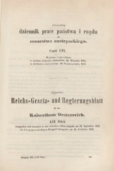 Allgemeines Reichs-Gesetz-und Regierungsblatt für das Kaiserthum Osterreich = Powszechny Dziennik Praw Państwa i Rządu dla Cesarstwa Austryackiego. 1852, oddział 2, cz. 56