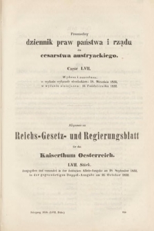 Allgemeines Reichs-Gesetz-und Regierungsblatt für das Kaiserthum Osterreich = Powszechny Dziennik Praw Państwa i Rządu dla Cesarstwa Austryackiego. 1852, oddział 2, cz. 57