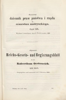 Allgemeines Reichs-Gesetz-und Regierungsblatt für das Kaiserthum Osterreich = Powszechny Dziennik Praw Państwa i Rządu dla Cesarstwa Austryackiego. 1852, oddział 2, cz. 59