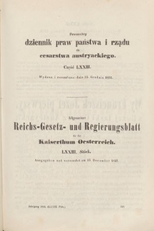 Allgemeines Reichs-Gesetz-und Regierungsblatt für das Kaiserthum Osterreich = Powszechny Dziennik Praw Państwa i Rządu dla Cesarstwa Austryackiego. 1852, oddział 2, cz. 73