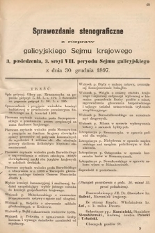 [Kadencja VII, sesja III, pos. 3] Sprawozdanie Stenograficzne z Rozpraw Galicyjskiego Sejmu Krajowego. 3. Posiedzenie 3. Sesyi VII. Peryodu Sejmu Galicyjskiego