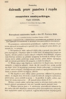 Allgemeines Reichs-Gesetz-und Regierungsblatt für das Kaiserthum Osterreich = Powszechny Dziennik Praw Państwa i Rządu dla Cesarstwa Austryackiego. 1850, kwartał 3, cz. 89