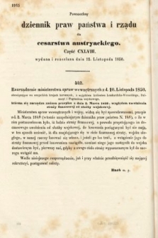 Allgemeines Reichs-Gesetz-und Regierungsblatt für das Kaiserthum Osterreich = Powszechny Dziennik Praw Państwa i Rządu dla Cesarstwa Austryackiego. 1850, kwartał 4, cz. 148