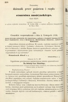 Allgemeines Reichs-Gesetz-und Regierungsblatt für das Kaiserthum Osterreich = Powszechny Dziennik Praw Państwa i Rządu dla Cesarstwa Austryackiego. 1850, kwartał 4, cz. 165