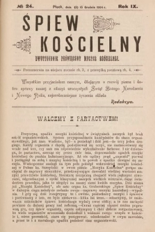 Śpiew Kościelny : dwutygodnik poświęcony muzyce kościelnej. 1904, nr 24