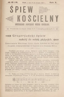 Śpiew Kościelny : dwutygodnik poświęcony muzyce kościelnej. 1905, nr 15-16