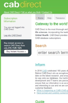 CABDirect. Gateway to the world's applied life sciences