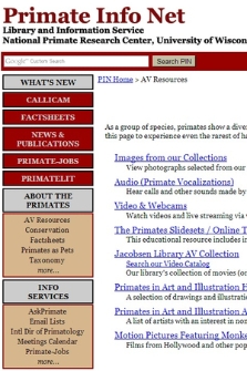 Primate Info Net. Audiovisual/Multimedia Resources