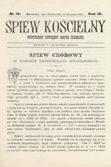 Śpiew Kościelny : dwutygodnik poświęcony muzyce kościelnej. 1898, nr 19