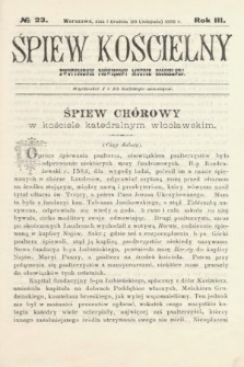 Śpiew Kościelny : dwutygodnik poświęcony muzyce kościelnej. 1898, nr 23