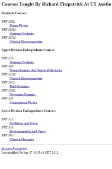 Courses Taught By Richard Fitzpatrick At UT Austin