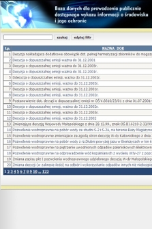 Baza danych dla prowadzenia publicznie dostępnego wykazu informacji o środowisku i jego ochronie