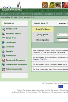 Fauna Europaea : Name Search