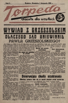 Torpeda : gazeta dla wszystkich. 1936.11.01