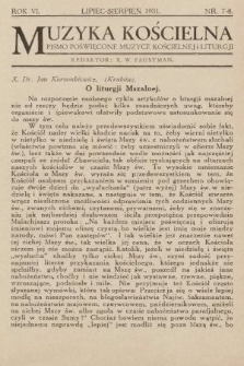 Muzyka Kościelna : miesięcznik poświęcony muzyce kościelnej i liturgji. 1931, nr 7-8