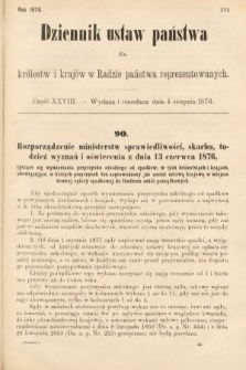 Dziennik Ustaw Państwa dla Królestw i Krajów w Radzie Państwa Reprezentowanych. 1876, cz. 28