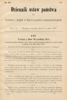 Dziennik Ustaw Państwa dla Królestw i Krajów w Radzie Państwa Reprezentowanych. 1877, cz. 40