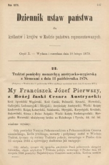 Dziennik Ustaw Państwa dla Królestw i Krajów w Radzie Państwa Reprezentowanych. 1879, cz. 10