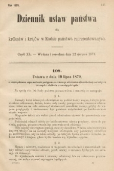 Dziennik Ustaw Państwa dla Królestw i Krajów w Radzie Państwa Reprezentowanych. 1879, cz. 40