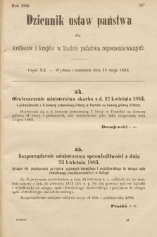 Dziennik Ustaw Państwa dla Królestw i Krajów w Radzie Państwa Reprezentowanych. 1883, cz. 20